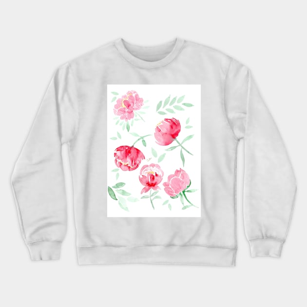 Watercolour Romantic Roses and peonies Crewneck Sweatshirt by annalisaamato